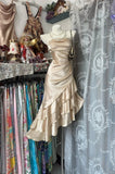 Champagne Strapless Mermaid Satin Short Prom Dresses Party Dress HZ1024