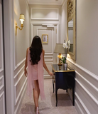 Pink Strapless Bodycon Chiffon Short Prom Dresses Party Dress HZ1024
