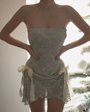 Silver Strapless Boycon Tulle Beaded Short Prom Dresses Homecoming Dresses HZ1024