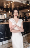 fishtail skirt satin acetate V-neck dress HZ1024