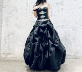 Black Strapless A-Line Satin Long Prom Dresses Formal Evening Gowns HZ1024