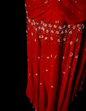 Red Spaghetti Straps Mermaid Chiffon Long Prom Dresses Vintage Evening Gowns with Beading HZ1024
