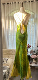 Green Spaghetti Straps Mermaid Chiffon Long Prom Dresses Elegant Evening Gowns with Beading HZ1024