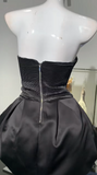 Black Strapless A-Line Satin Short Prom Dresses Homecoming Dresses HZ1024