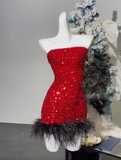Blue Strapless A-Line Sequin Short Party Dresses Homecoming Dresses HZ1024