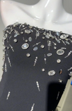 Black Strapless Sheath Satin Beaded Short Party Dresses Homecoming Dresses HZ1024