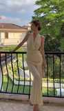 Apricot Halter Neck Mermaid Chiffon Long Prom Dresses Formal Evening Gowns with Open Back HZ1024