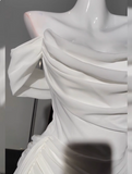 White Off Shoulder Sheath Chiffon Short Prom Dresses Fashion Homecoming Dresses HZ1024