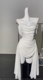 White Off Shoulder Sheath Chiffon Short Prom Dresses Fashion Homecoming Dresses HZ1024