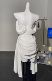 White Off Shoulder Sheath Chiffon Short Prom Dresses Fashion Homecoming Dresses HZ1024