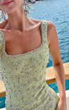 Green Square Neck Sheath Beaded Short Party Dresses Homecoming Dresses HZ1024