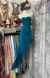 Dark Teal Strapless Sheath Satin Long Prom Dresses Formal Evening Gowns HZ1024
