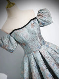 Satin Gray Blue Long Prom Dress, Gray Blue Long Formal Dress HZ1024