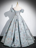 Satin Gray Blue Long Prom Dress, Gray Blue Long Formal Dress HZ1024