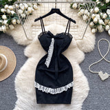 Purple Spaghetti Strap Bodycon Lace Short Party Dress HZ1024