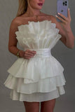 Strapless A-Line Short Stunning Prom Dress Fashion Homecoming Dress with Pleats HZ1024