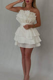 Strapless A-Line Short Stunning Prom Dress Fashion Homecoming Dress with Pleats HZ1024