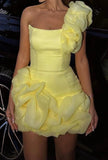 One Shoulder Sheath Tulle Short Stunning Prom Dresses Fashion Homecoming Dresses HZ1024