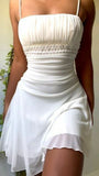 White Spaghetti Straps Sleeveless Chiffon Short Prom Dresses HZ1024