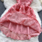 Pink Spaghetti Straps A-Line Printed Chiffon Short Stunning Party Dress HZ1024