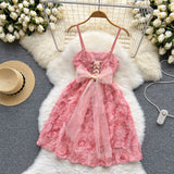 Pink Spaghetti Straps A-Line Printed Chiffon Short Stunning Party Dress HZ1024