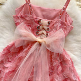 Pink Spaghetti Straps A-Line Printed Chiffon Short Stunning Party Dress HZ1024