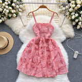 Pink Spaghetti Straps A-Line Printed Chiffon Short Stunning Party Dress HZ1024
