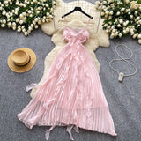 Pink Spaghetti Straps Sheath Chiffon Dress Cocktail Party Dress HZ1024
