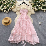 Pink Spaghetti Straps Sheath Chiffon Dress Cocktail Party Dress HZ1024