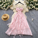 Pink Spaghetti Straps Sheath Chiffon Dress Cocktail Party Dress HZ1024