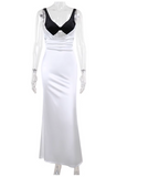 Yellow V Neck Sheath Satin Long Prom Dresses Birthday Dresses Glam Guest Dresses HZ1024