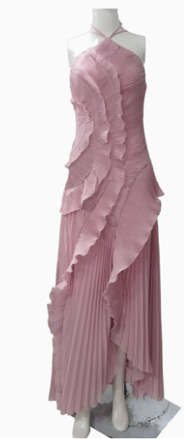 Purple Halter A-Line Guest Dresses Chiffon Ruffles Long Prom Dresses Birthday Dresses HZ1024
