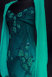 Jade Gradient Spaghetti Straps Sheath Chiffon Beading Long Prom Dresses Classic Formal Evening Gowns HZ1024