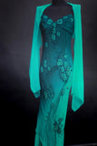 Jade Gradient Spaghetti Straps Sheath Chiffon Beading Long Prom Dresses Classic Formal Evening Gowns HZ1024
