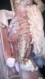 Pink One Shoulder Mermaid Satin Prom Dresses Formal Evening Gowns with Beading HZ1024