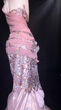 Pink One Shoulder Mermaid Satin Prom Dresses Formal Evening Gowns with Beading HZ1024