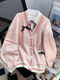 preppy bow cardigan sweater HZ1024