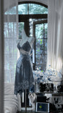 Green Spaghetti Straps A-Line Chiffon Beaded Short Prom Dresses HZ1024