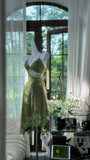 Green Spaghetti Straps A-Line Chiffon Beaded Short Prom Dresses HZ1024
