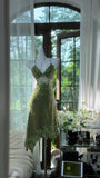 Green Spaghetti Straps A-Line Chiffon Beaded Short Prom Dresses HZ1024