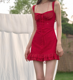 Red Square Neck A-Line Short Birthday Party Dress HZ1024