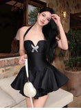 Black Halter A-Line Satin Short Evening Gowns Sweet Homecoming Dress HZ1024