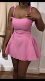 Pink Spaghetti Straps A-Line Satin Short Party Dress Sweet 16 Birthday Evening Gowns HZ1024