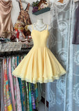 Yellow Spaghetti Straps A-Line Chiffon Short Birthday Party Dress HZ1024