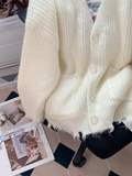 Knit Ripped Edge Cardigan Sweater HZ1024