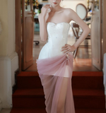 White Strapless Sheath Satin Short Evening Dress Sweet Homecoming Dress HZ1024