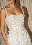 White Square Neck Sheath Beaded Short Wedding Dress Birthday Evening Gowns HZ1024