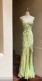 Green Sweetheart Mermaid Chiffon Beaded Prom Dresses Vintage Evening Gowns HZ1024