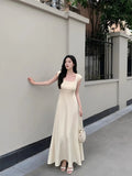 simple A-line square neck long skirt HZ1024