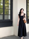 simple A-line square neck long skirt HZ1024